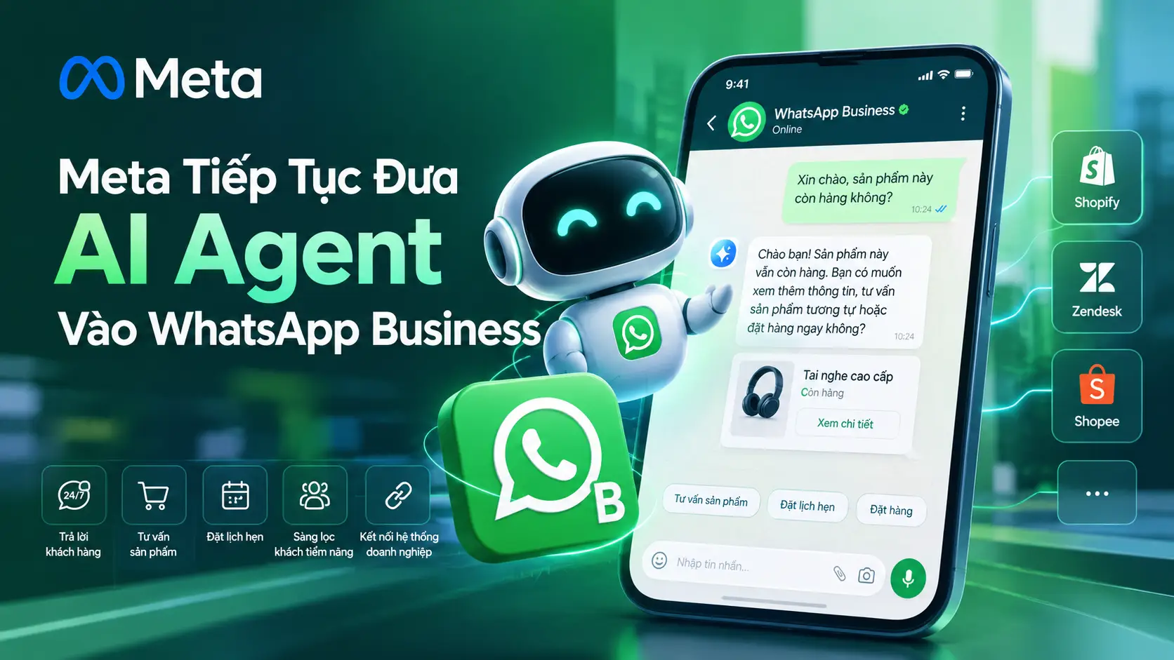 Meta Tiếp Tục Đưa AI Agent Vào WhatsApp Business