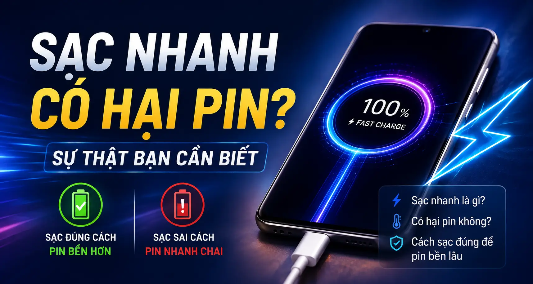 Sạc nhanh có hại pin? Sự thật bạn cần biết trước khi cắm sạc mỗi ngày