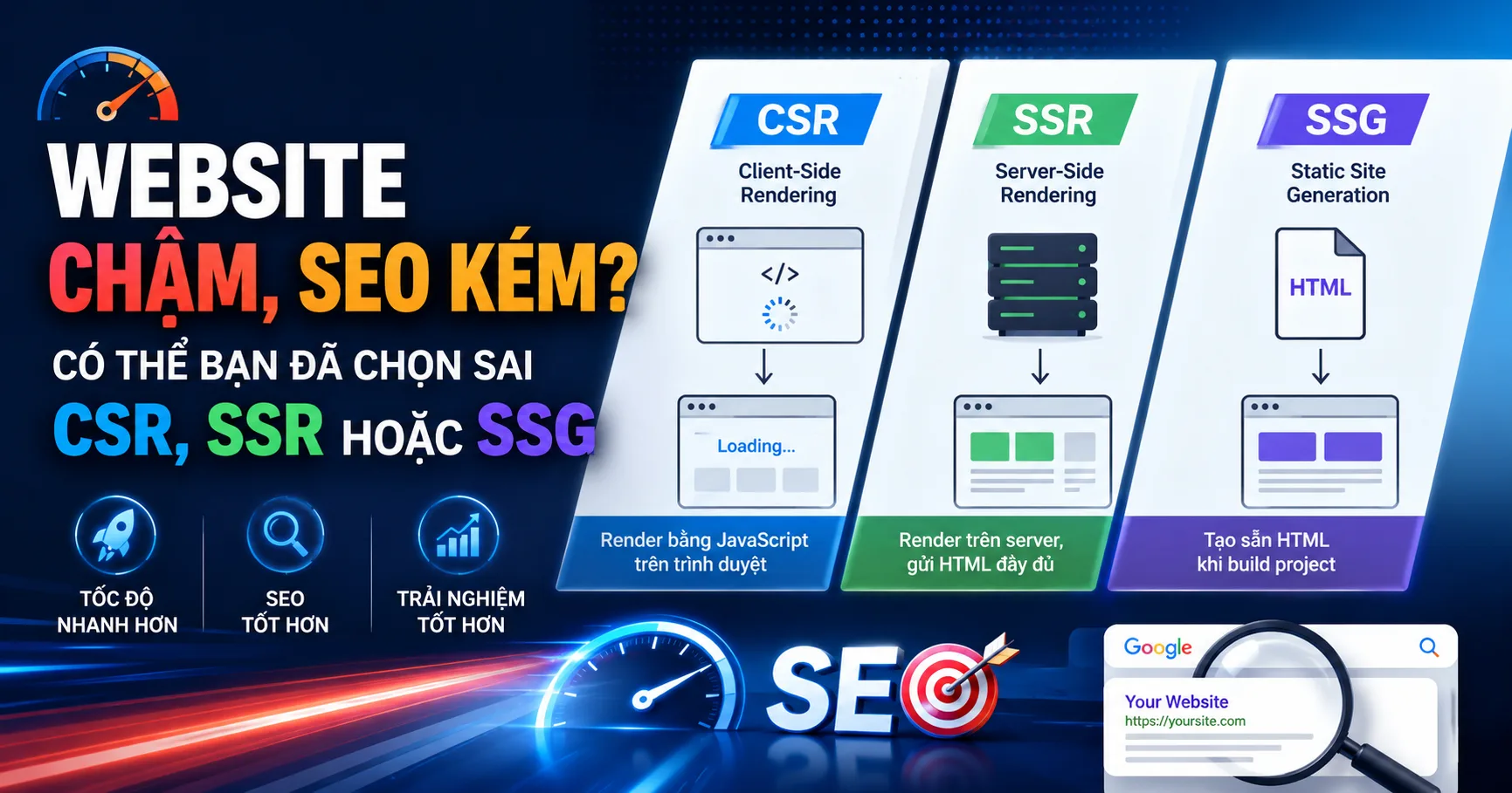 Website Chậm, SEO Kém? Có Thể Bạn Đã Chọn Sai CSR, SSR Hoặc SSG